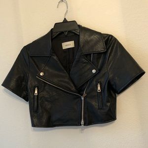 Italian Leather mini biker jacket